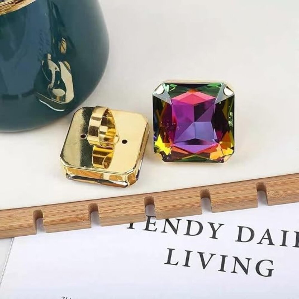 Colorful Exaggerated Large Square Rhinestone Stat… - image 4